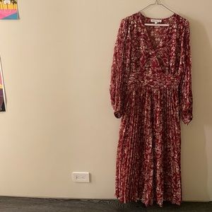 Metallic Floral Tiered Midi Dress